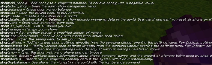 Shows all the command in the Addon