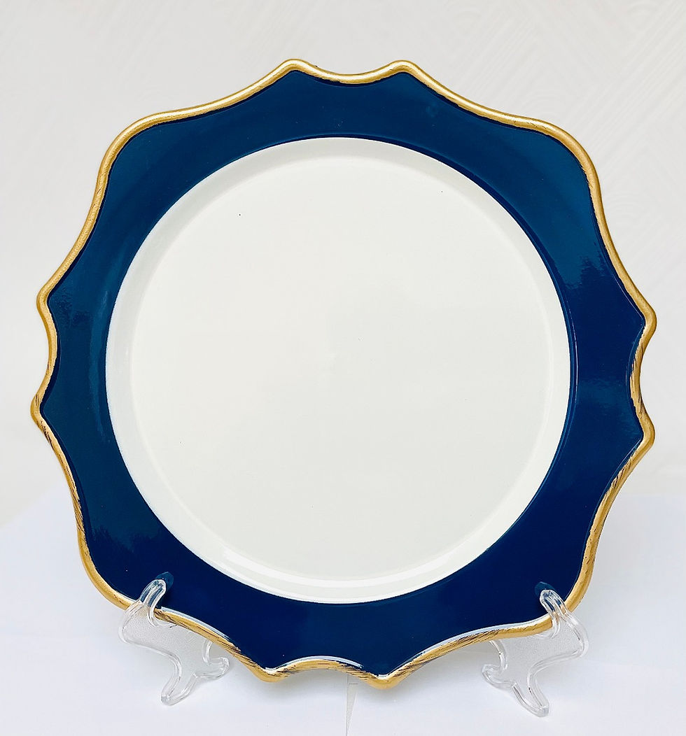 Elegant navy blue and gold charger plate