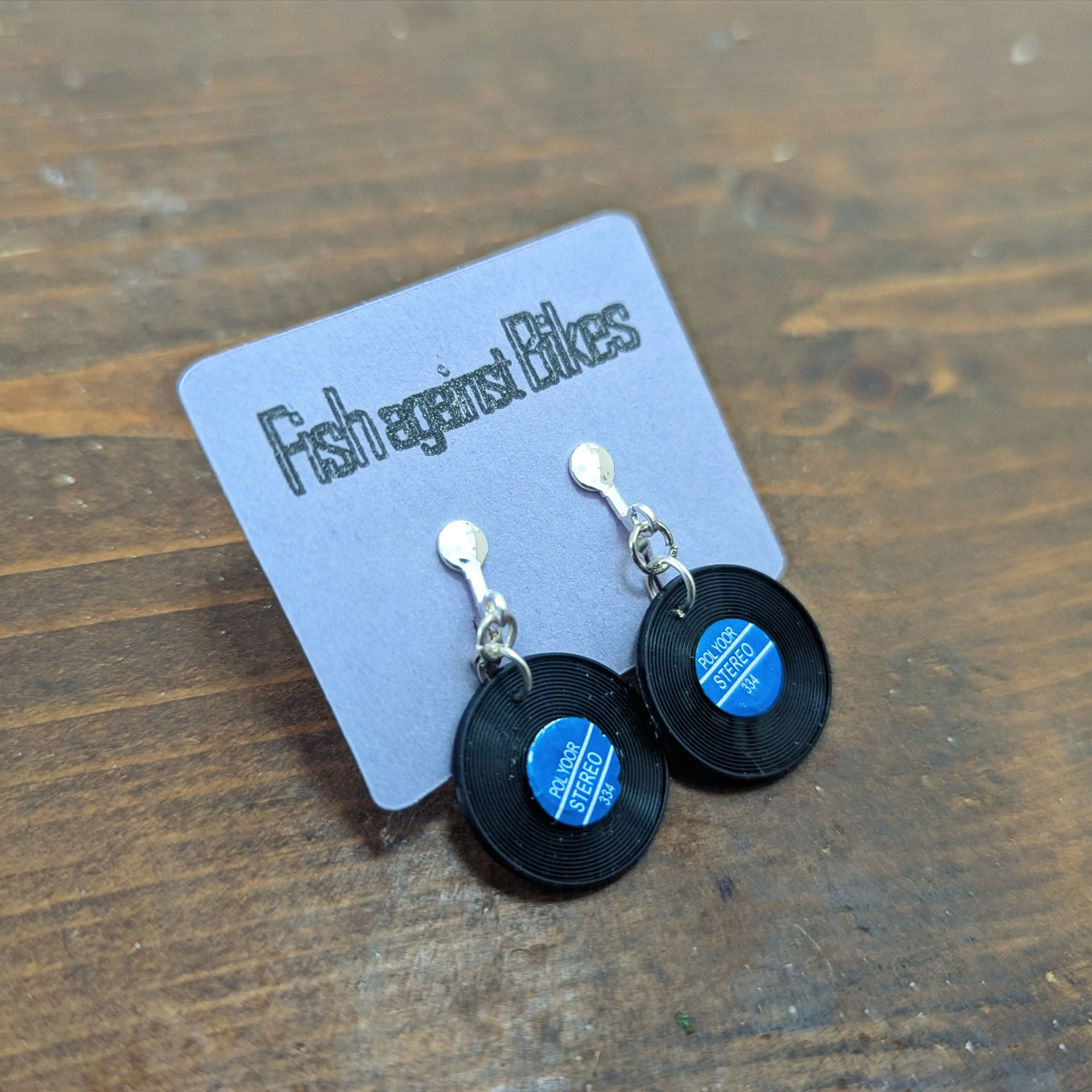Clip on vinyl record earrings