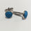 Thumbnail: Bright blue textured fabric design silver cufflinks.