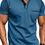 Thumbnail: Round Neck Short Sleeved Henley Shirt with Pocket