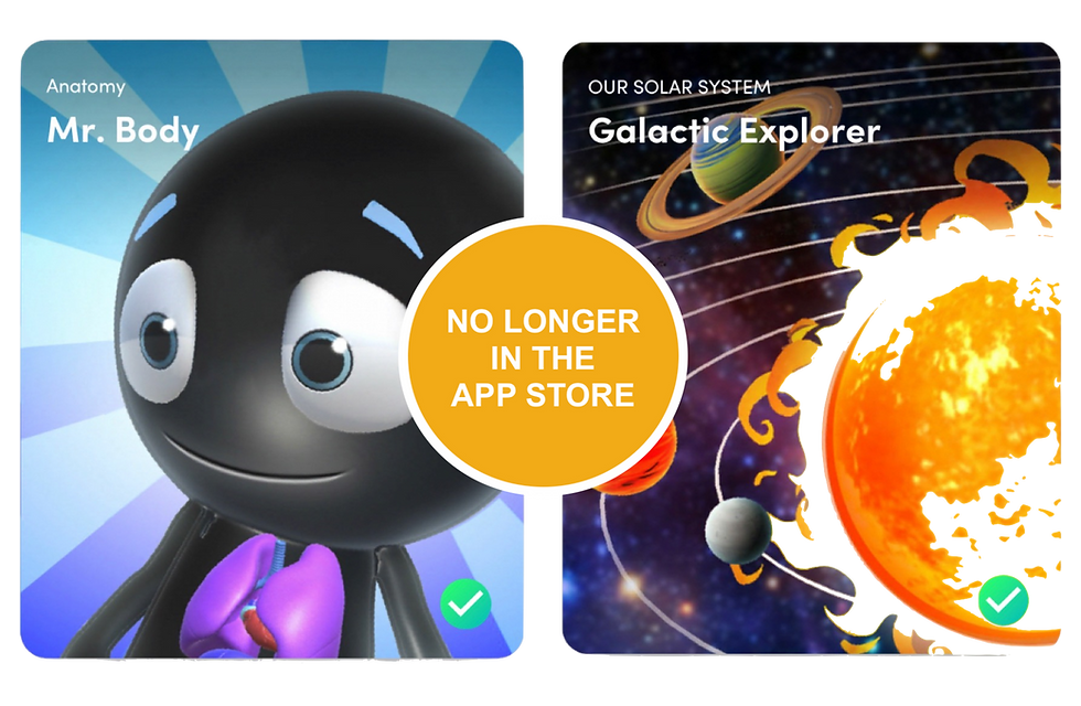 Mr Body and Galactic Explorer apps are no longer in the App Store but in the Merge Explorer app.