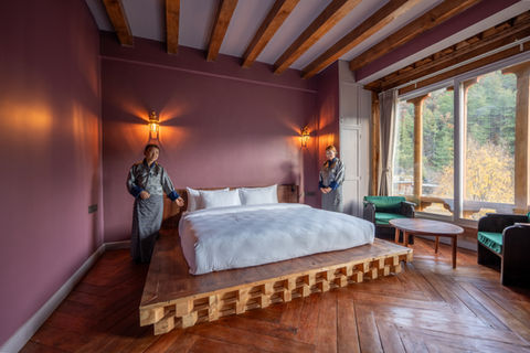 The Double Room Set Up at Mountain View room at Taktsangri-la