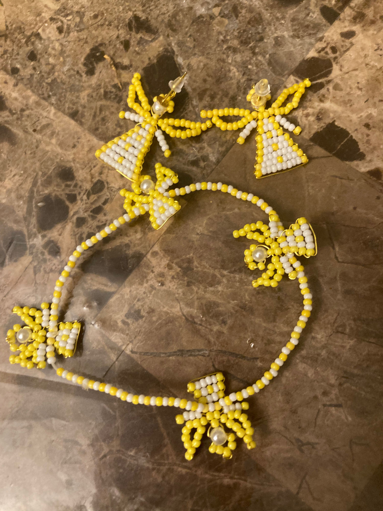 Beaded Angel Earrings & Bracelet Set