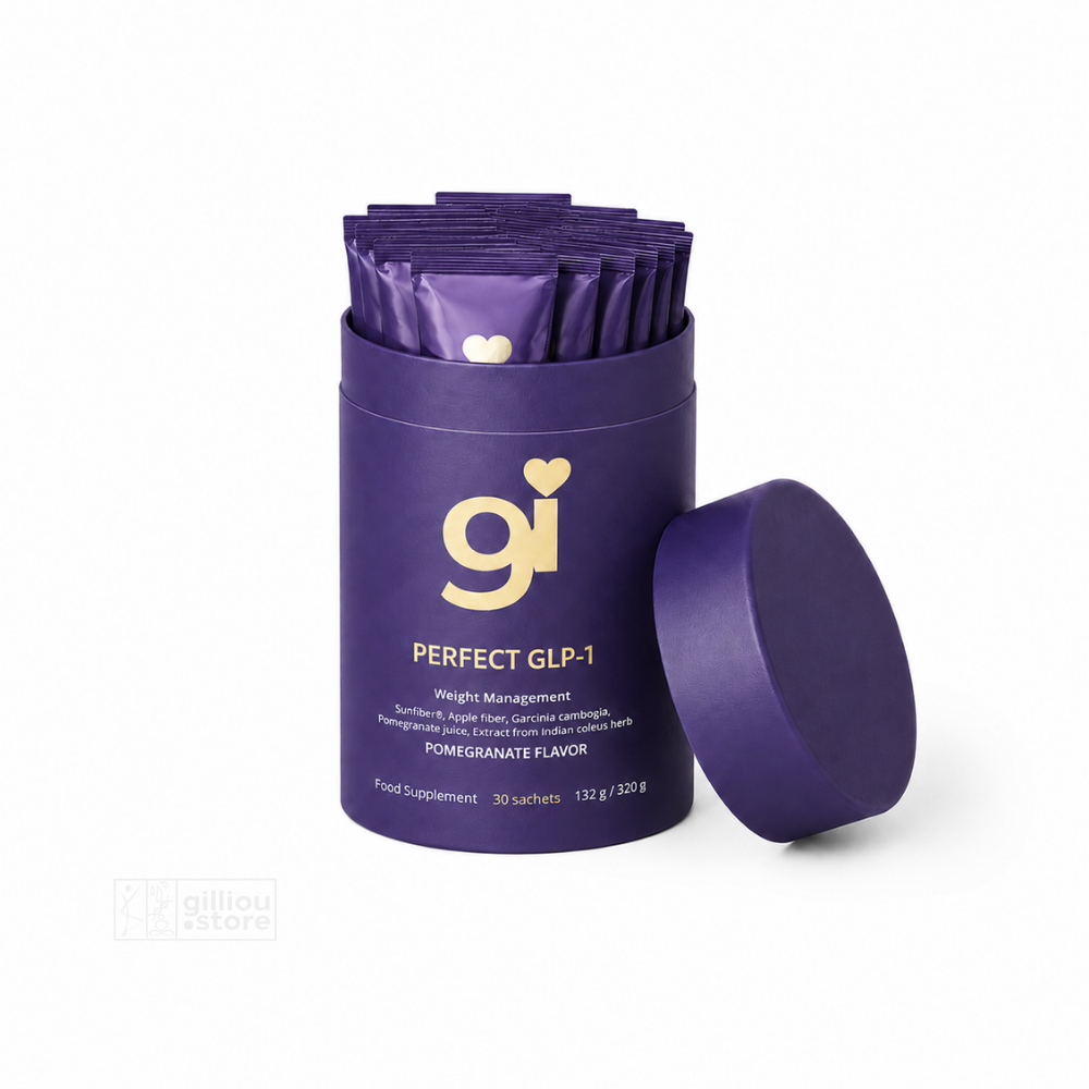 Paarse pot Gilliou Perfect GLP-1 met supplementsticks