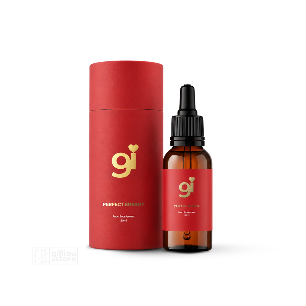Rode cilinder koker Gilliou Perfect Energy met druppel pipetflesje