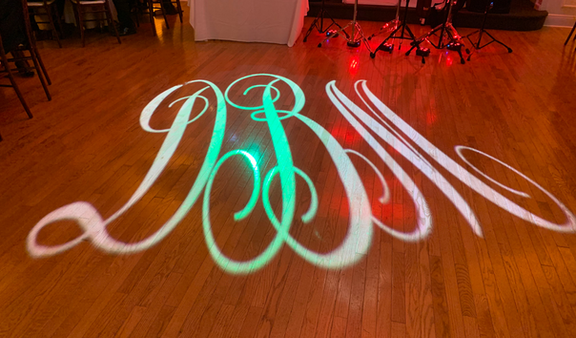 custom gobo monogram for event rental