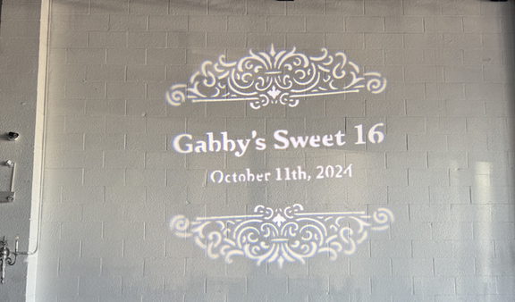custom gobo monogram for event rental