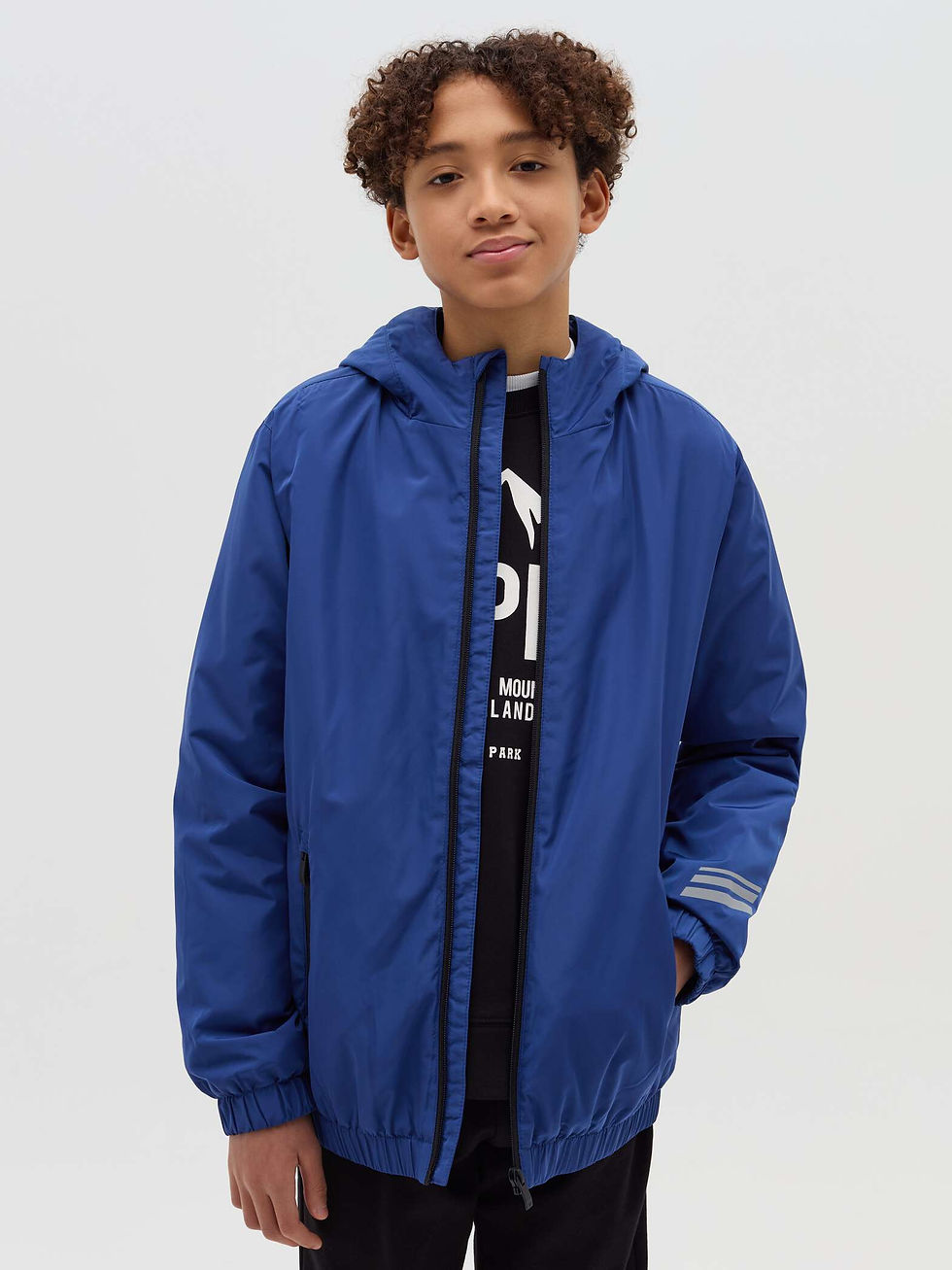 OVS Dark Blue Full-zip waterproofed jacket with hood