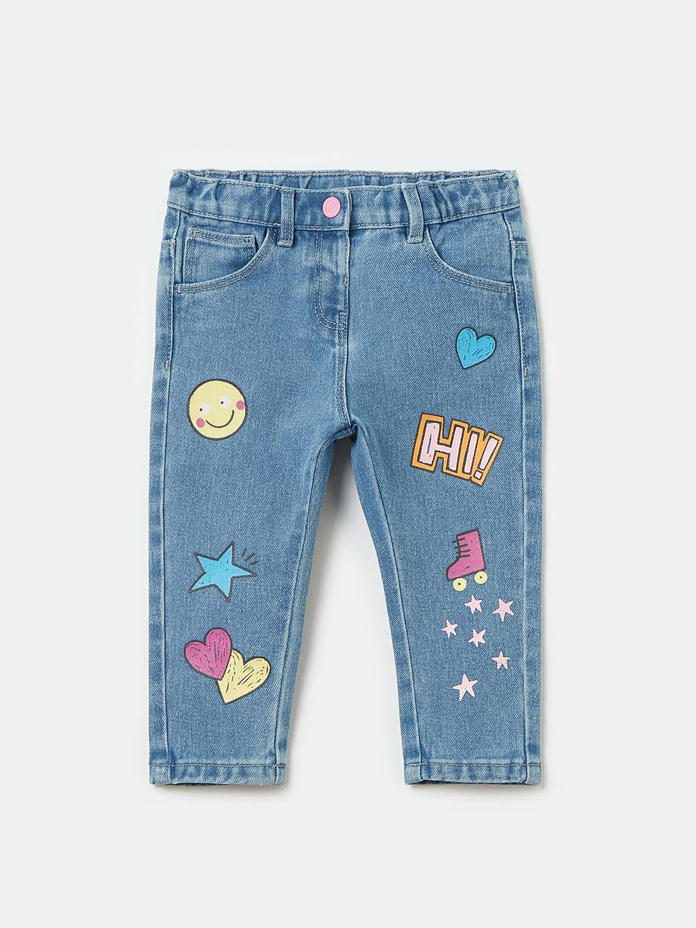 FAGOTTINO Light Wash Five-pocket jeans with print