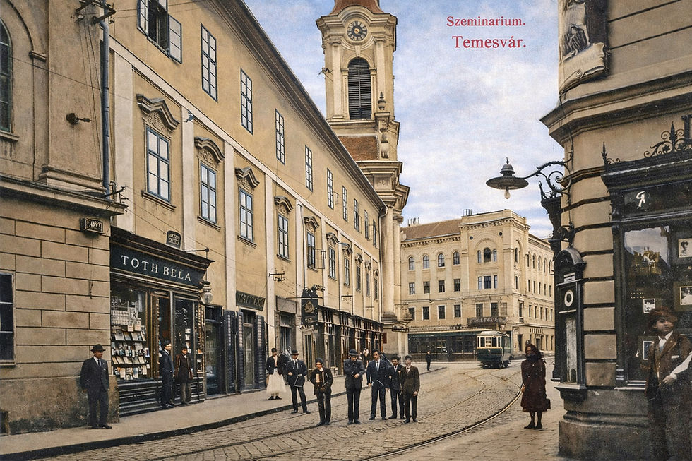 Links im Bild das Priesterseminar und die Georgskirche 1906. Die Abbildung wurde mit KI optimiert und koloriert
