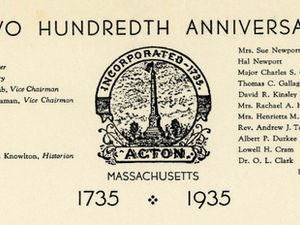 Portion of Acton's 200th birthday program 1935