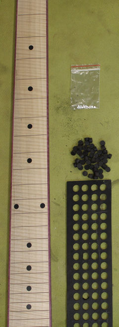 ea 24 fret board flamed crepe myrtle purple heart binding & wooden ebony dot markers