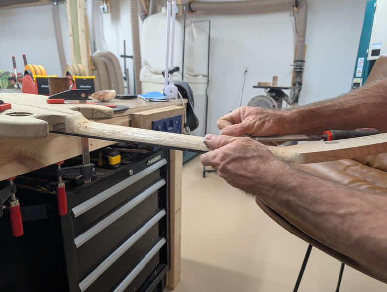 Hand Carving Shaping shaping Necks in the wood shop