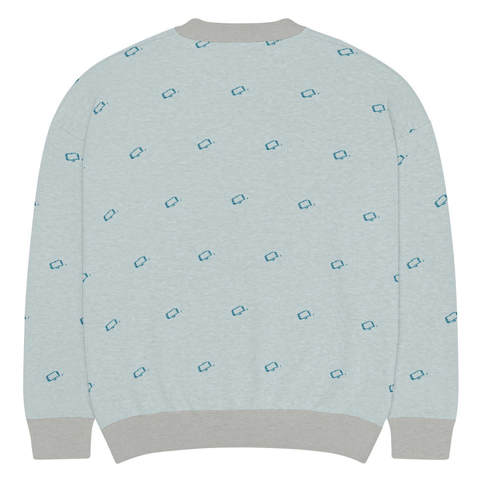 Thumbnail: Relaxed fit knitted crew neck sweater_Blue logos