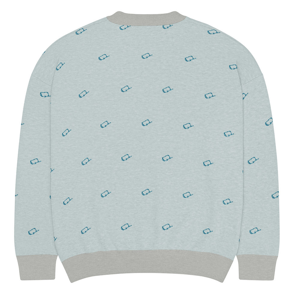 Thumbnail: Relaxed fit knitted crew neck sweater_Blue logos