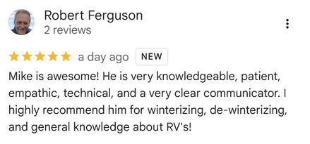 Customer review for RV on Call from Robert Ferguson.