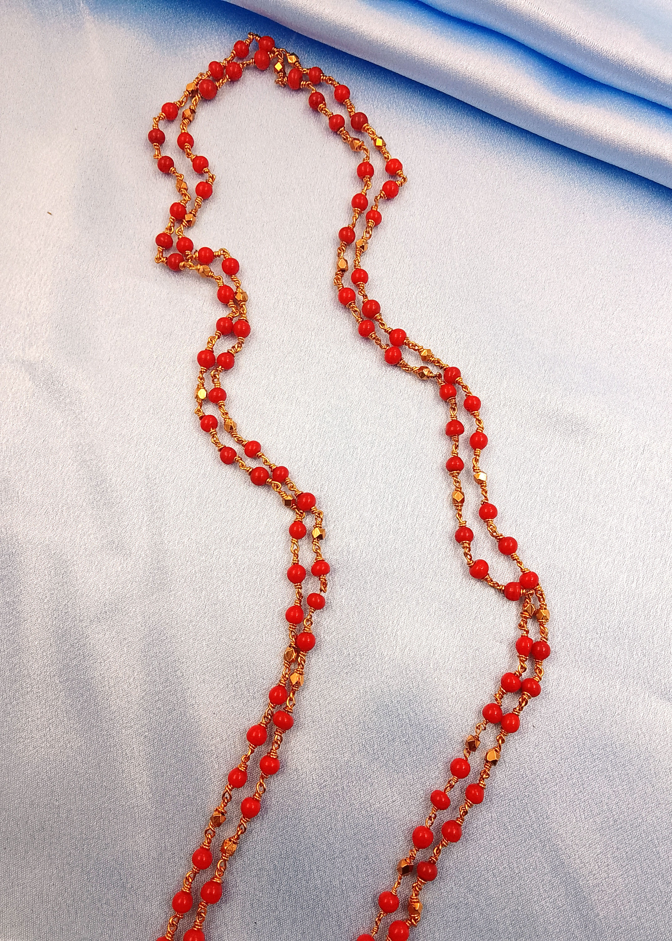 Red Beads Double Line Chain