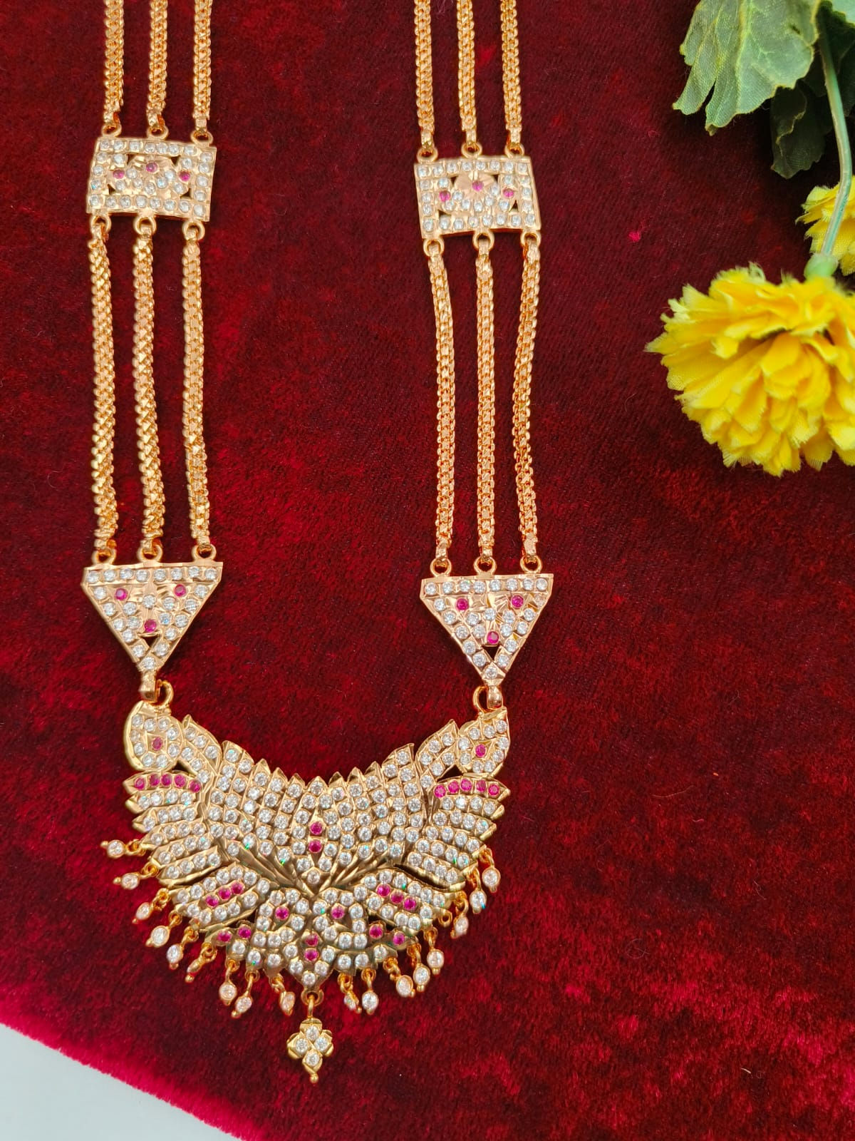 Floral Lotus Rani Haram 3 Line 4 Steps