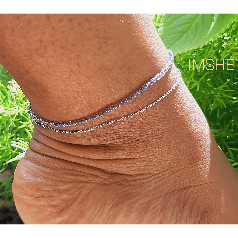 Miniature : Chaîne de cheville mi perles mi chaîne en acier inoxydable 