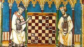 Imagen del "Libro de los juegos" de Alfonso X. Templarios jugando ajedrez