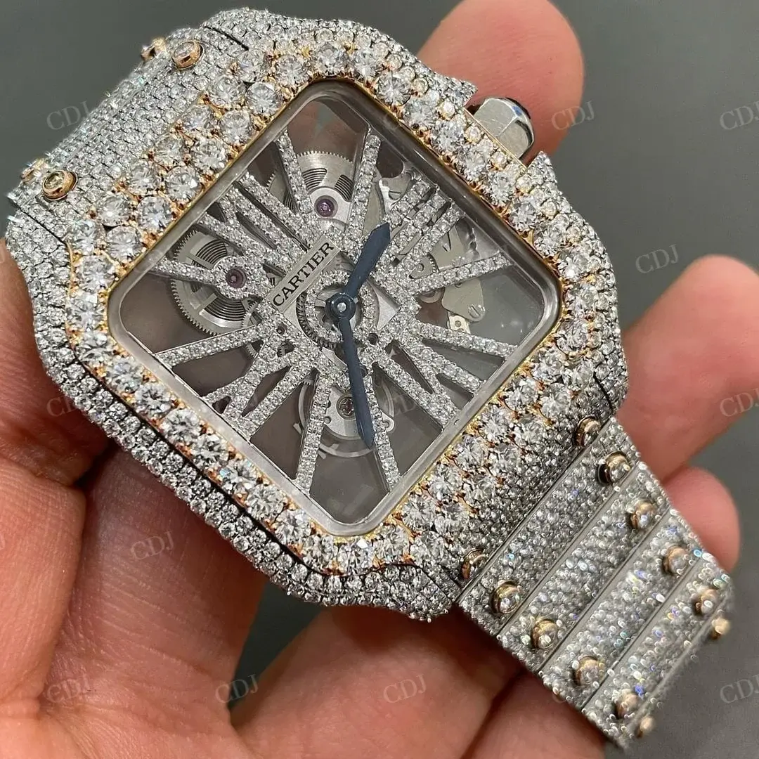 ✨ Skeleton Cartier Rose Gold – Fully Iced VVS D Moissanite – Automatic ✨