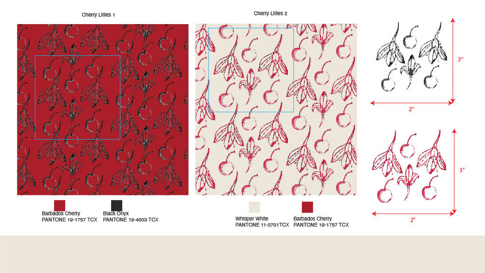 Cherry Red Intimates collection- Print development 1