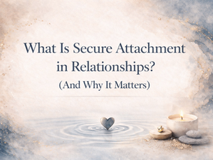 Concept image for secure attachment in relationships showing calm water, candle, and heart symbolizing trust and emotional security.
