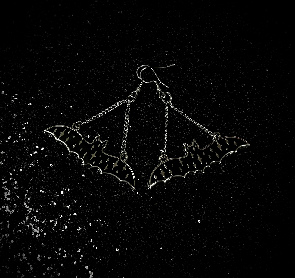 Thumbnail: Black Starry Bat Earrings