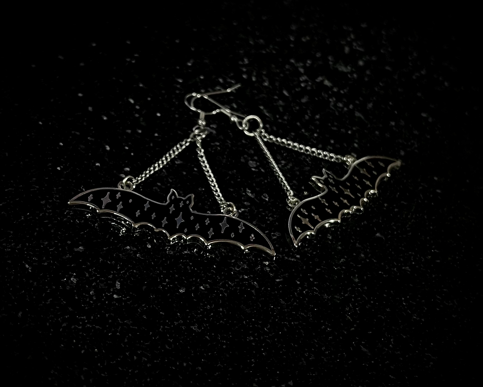 Thumbnail: Black Starry Bat Earrings