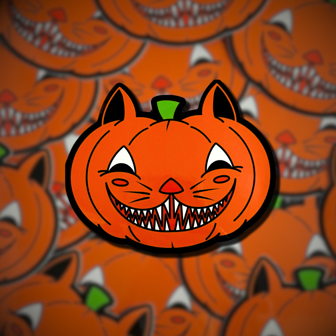 Vintage Pumpkin Cat Sticker