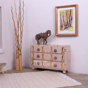 Miniature room with a frame watercolour scenery