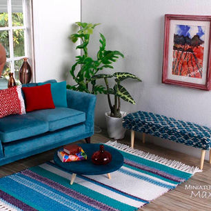 Miniature room with a frame watercolour scenery