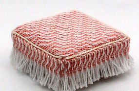 Miniature foot stool with fringes, pink