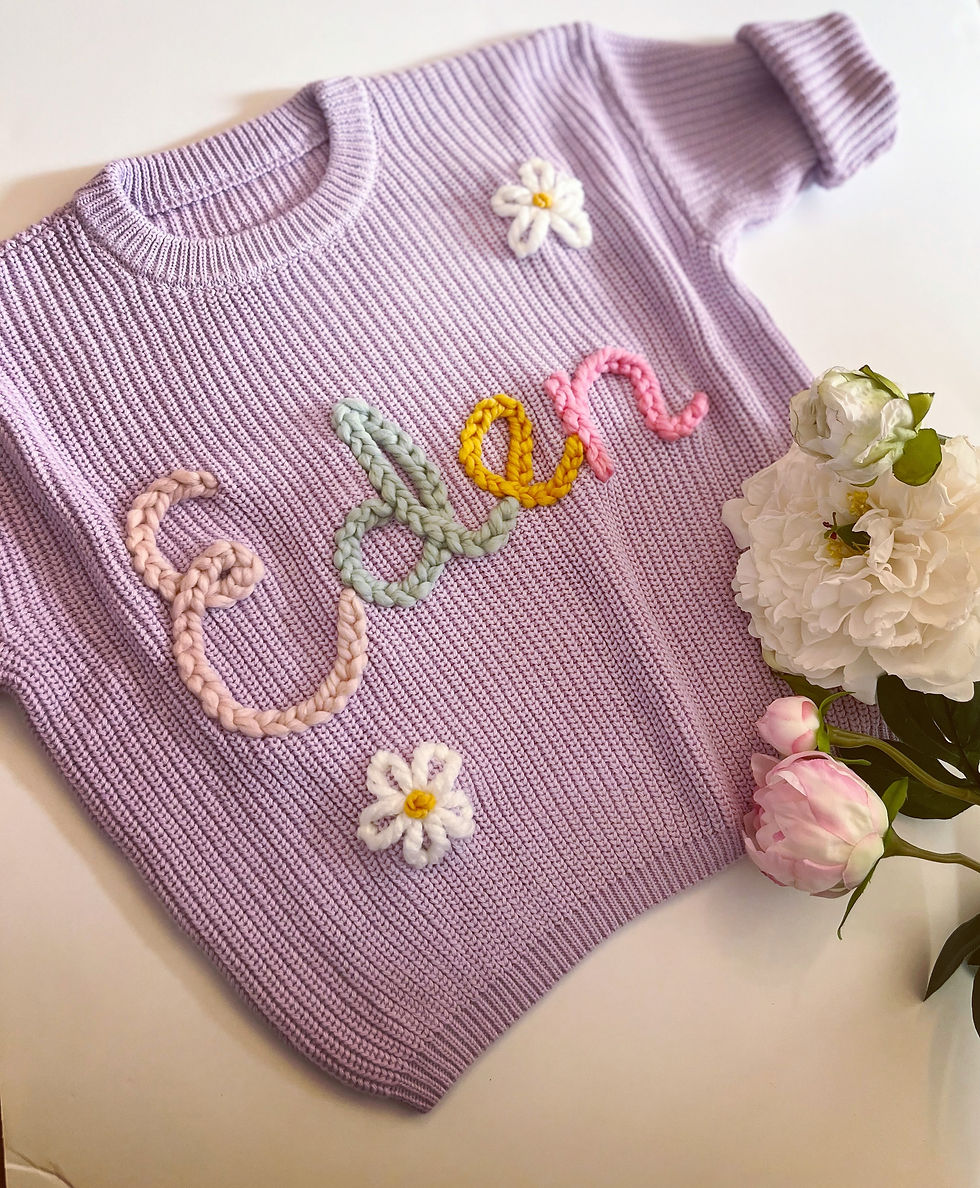 Thumbnail: Children's Embroidered Knitted Jumper- Lilac