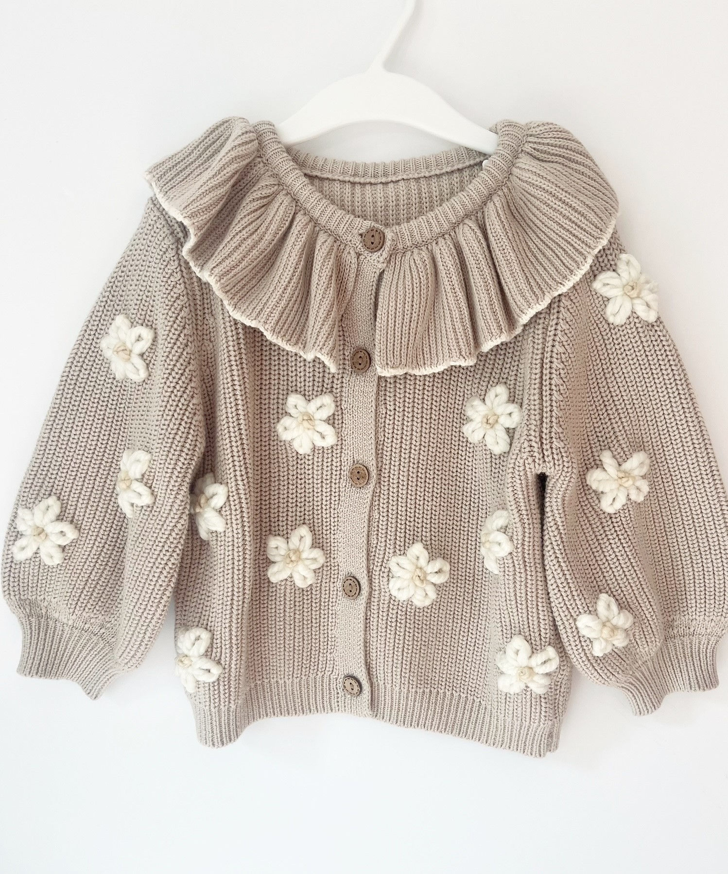 Children's Embroidered Frill Knitted Cardigan
