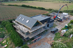 photo roof on garage being poured