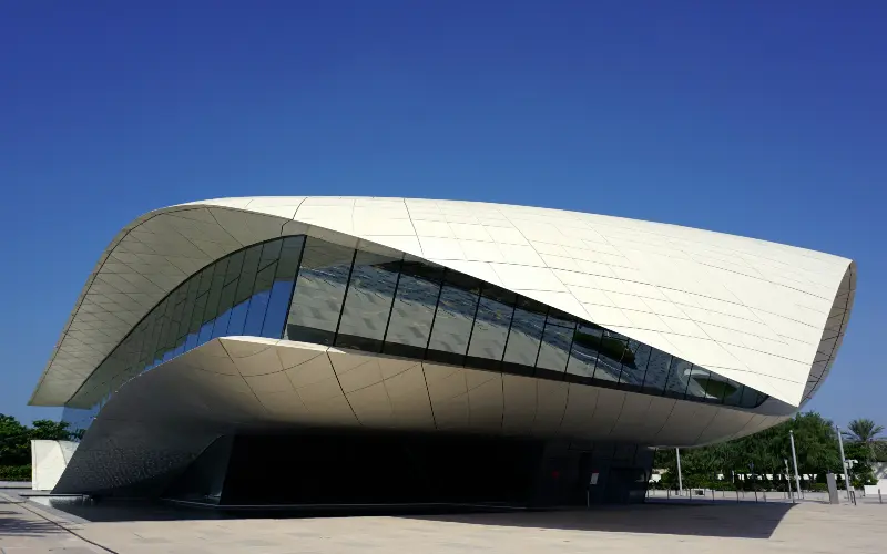An external view of Dubai's Etihad Museum
