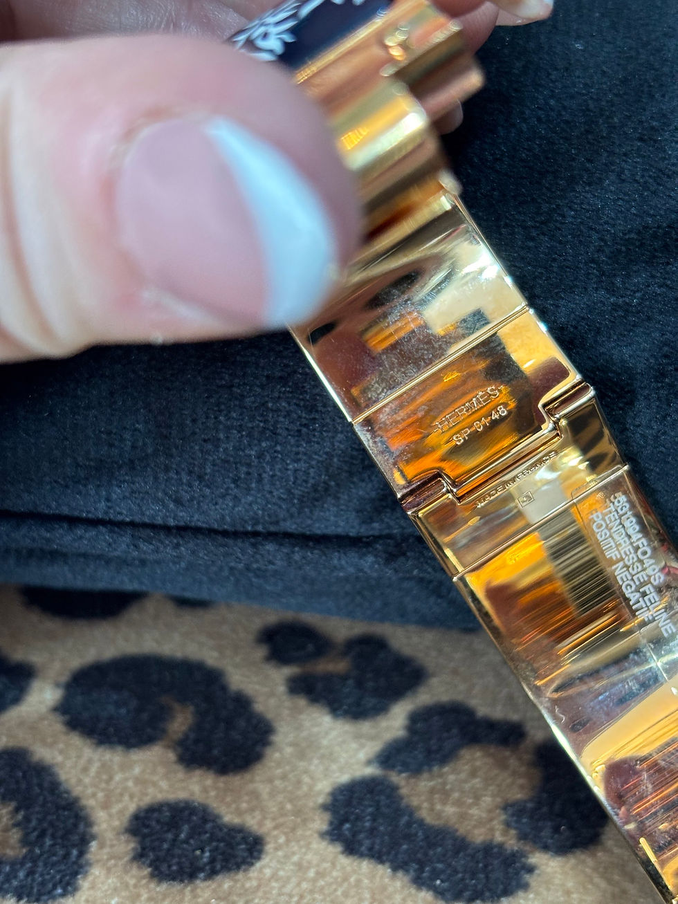 Thumbnail: Hermes Charniere L Hinged Rose Gold Navy White Enamel Jungle Bracelet