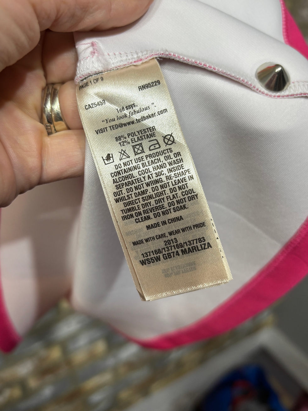 Thumbnail: NEW Ted Baker Bright Pink Yellow Gem Detail Dress Size 4 - UK 12/14