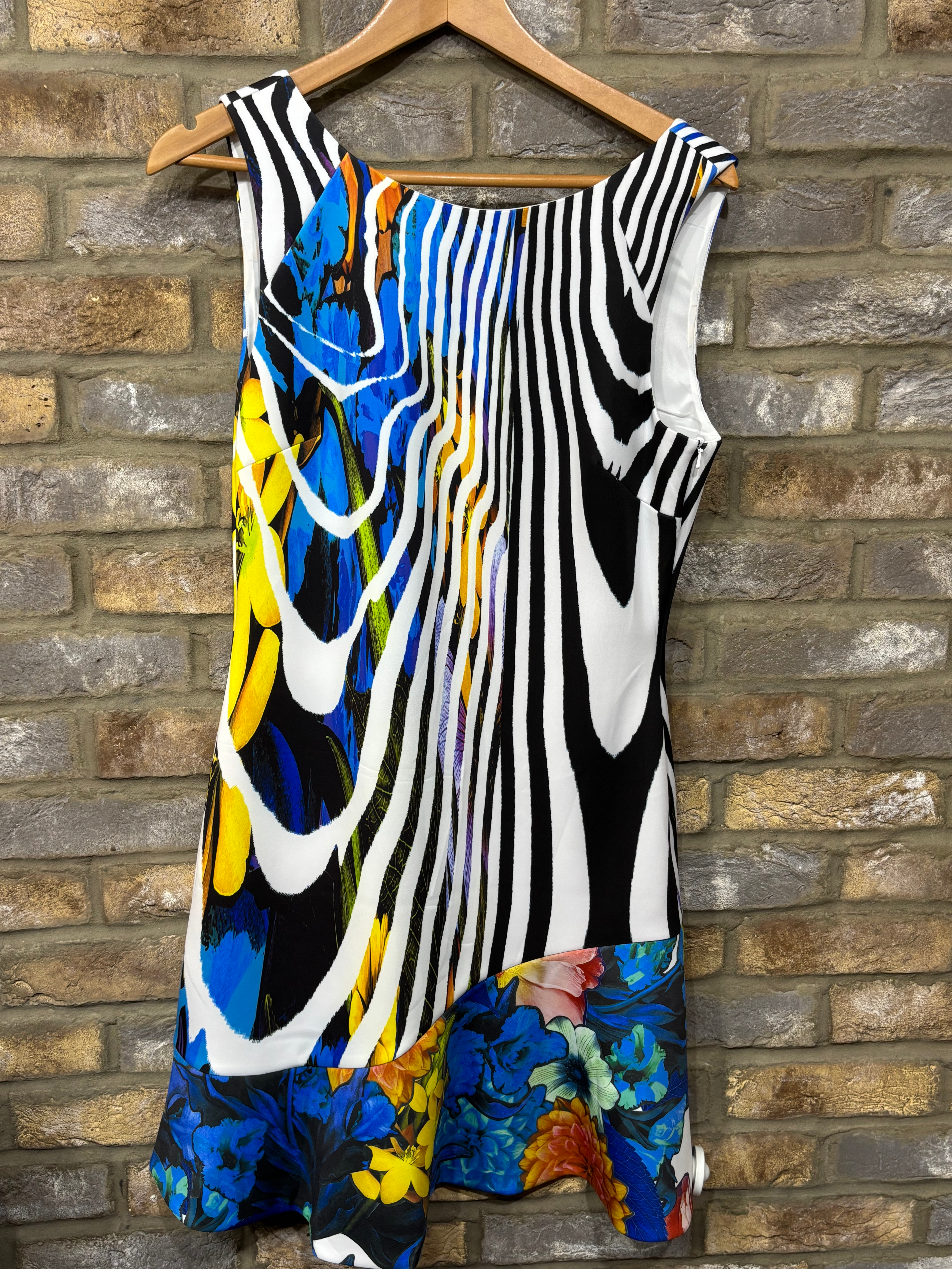 NEW w TAGS Karen Millen Dress Size UK 14 RRP £180 Atelier Blk/Blue/White Pattern