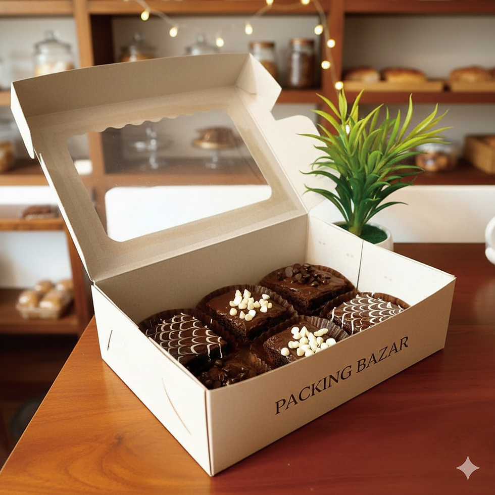 Thumbnail: Premium 6-Piece Brownie Box with Window | Custom Printed Brownie Packaging