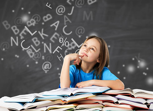 Girl with dyslexia or dyslexia in school