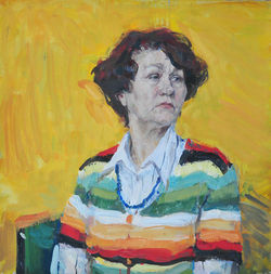 Woman on yellow