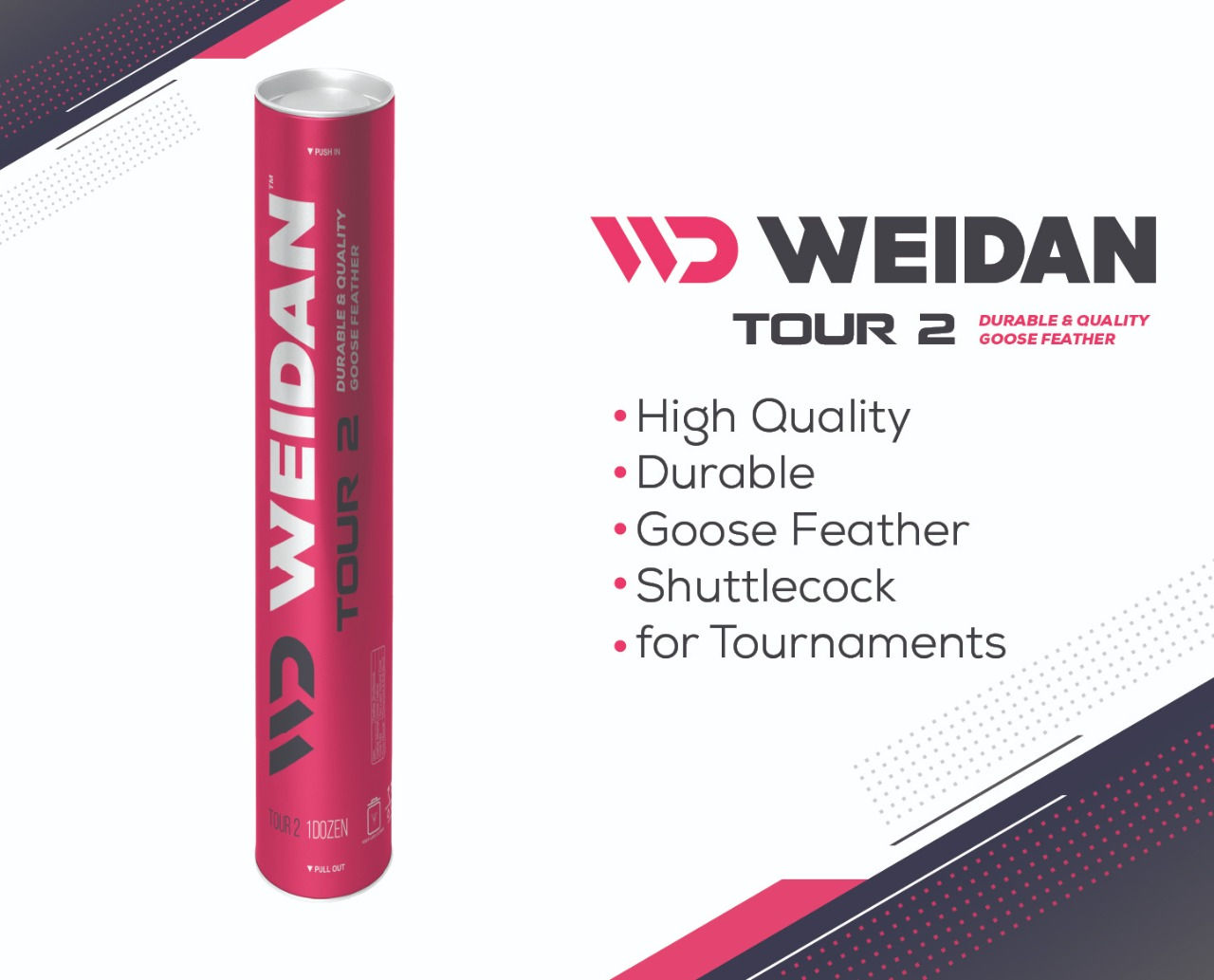 WEIDAN TOUR2 Badminton  Goose Feather Shuttlecock 1 Dozen