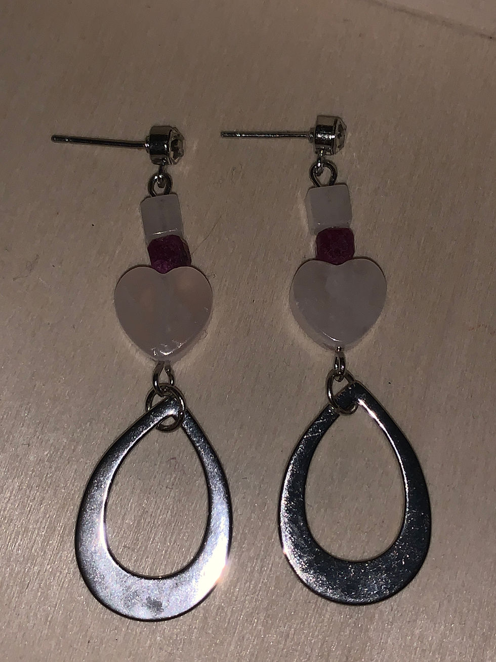Thumbnail: RUBY ROSE HEART TEAR DROP Silver Toned