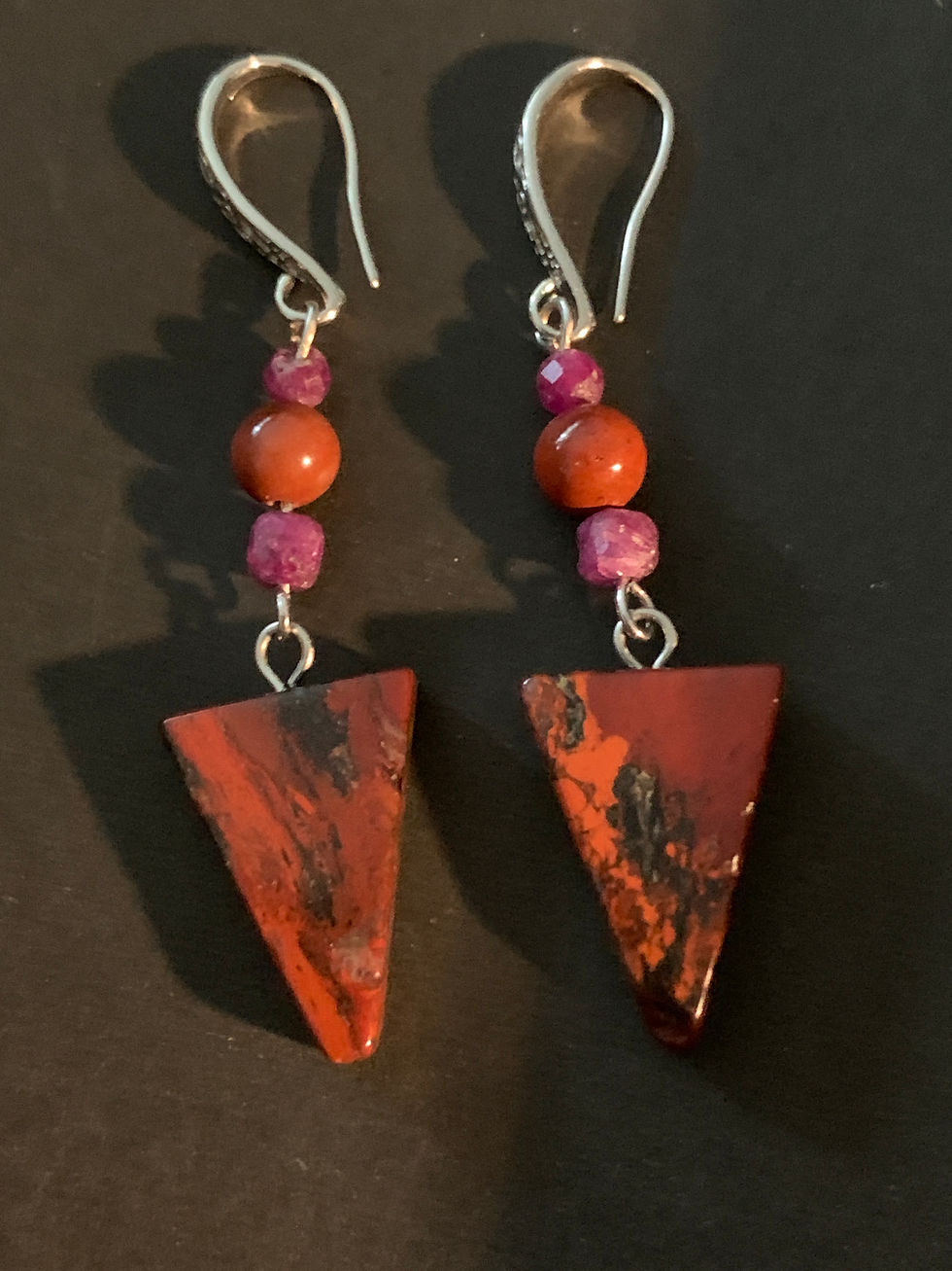 Thumbnail: SHE'S GENUINE with Genuine Rubies Silver French Hooks 1B