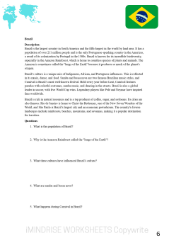 Thumbnail: Reading & Comprehension Assignment Countries CANADA & BRAZIL