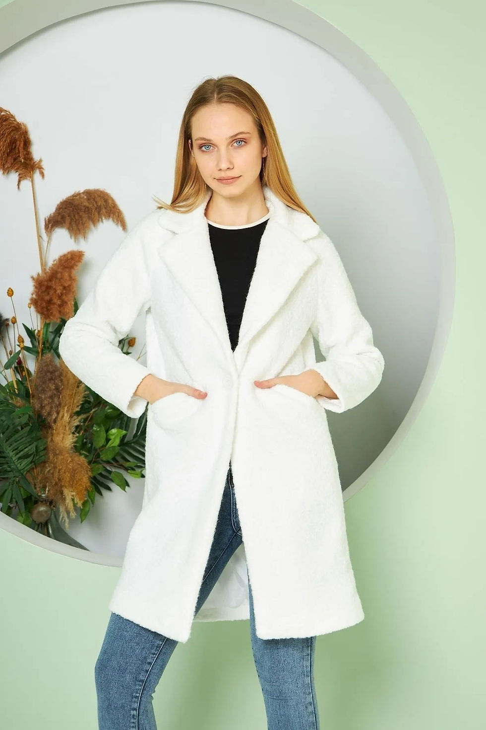 Küçük resim: Kadın Oversize Kaşe Kaban