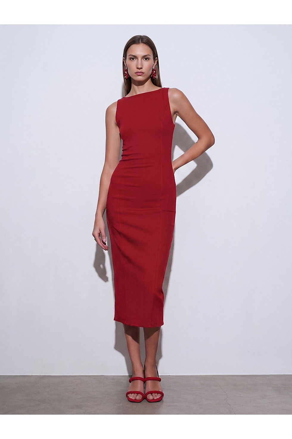 Küçük resim: 91099 Extra Slim Fit Midi Elbise Dilvin